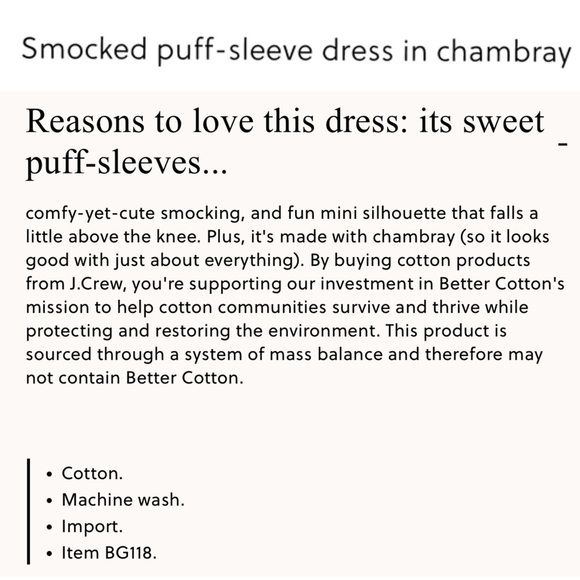 J. CREW BG118 COTTON CHAMBRAY DENIM BLUE SMOCKED PUFF SLEEVE MINI DRESS - Picture 3 of 15